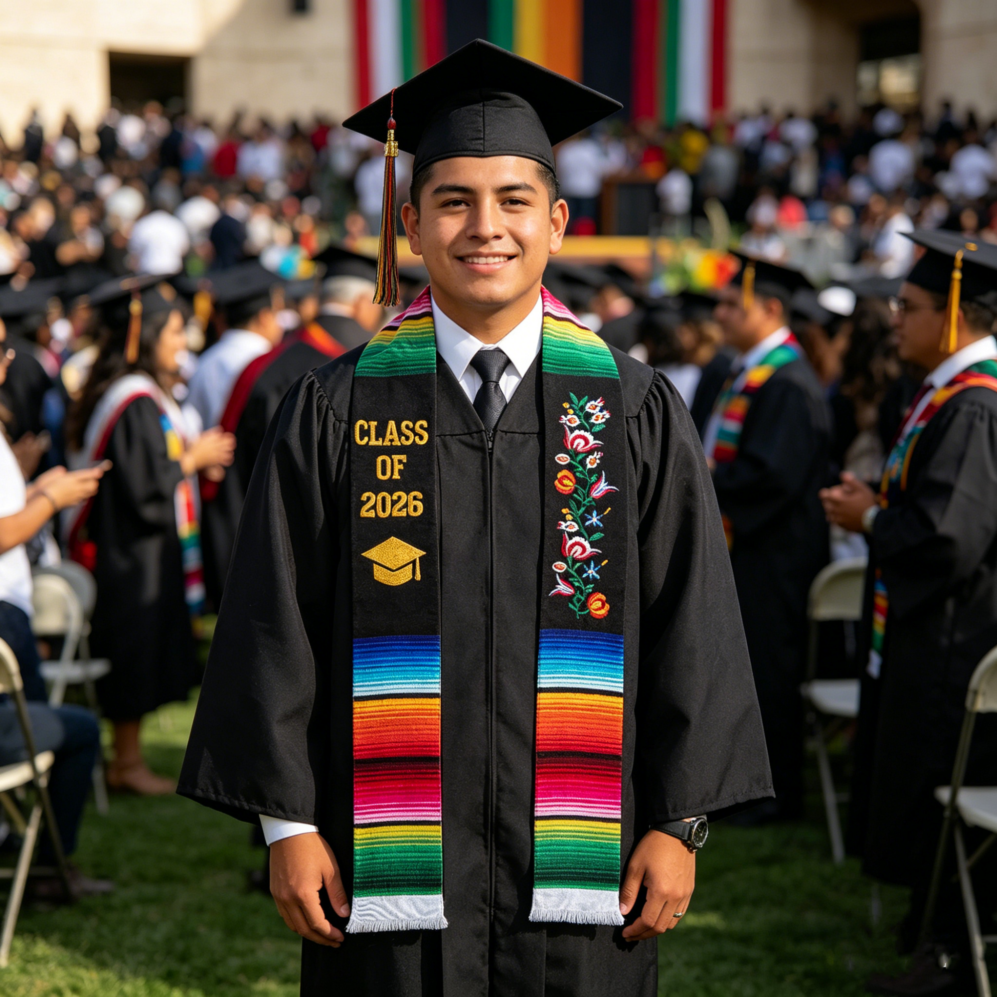 Custom Mexican Sarape Graduation Stoles | Authentic Hand-Woven Latino Heritage Sashes