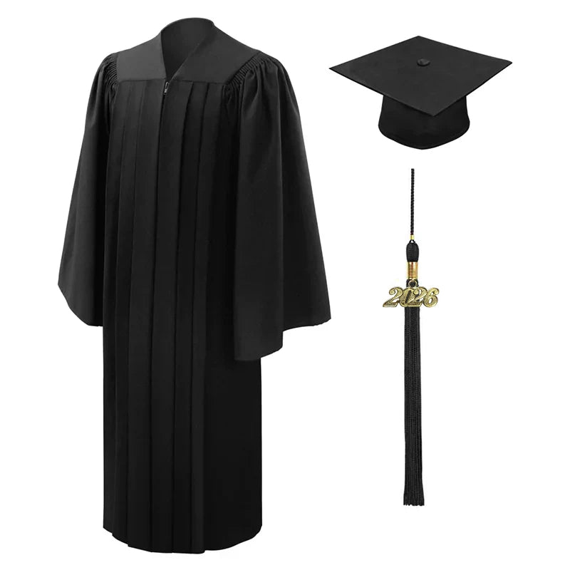 Deluxe Black Bachelor's Graduation Regalia Package | Matte Gown, Cap & Tassel Set