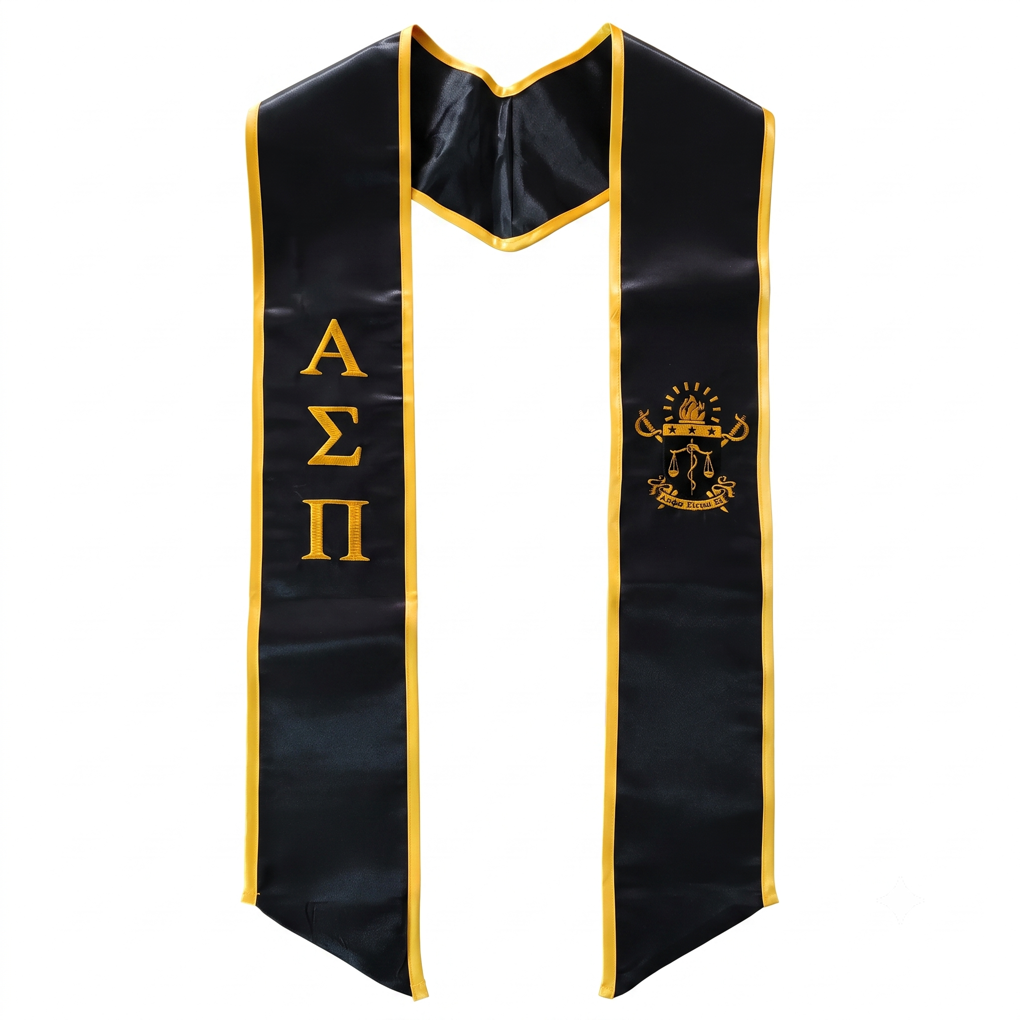 Custom Embroidered Graduation Stoles | 3D Greek Letters & University Crest Sashes