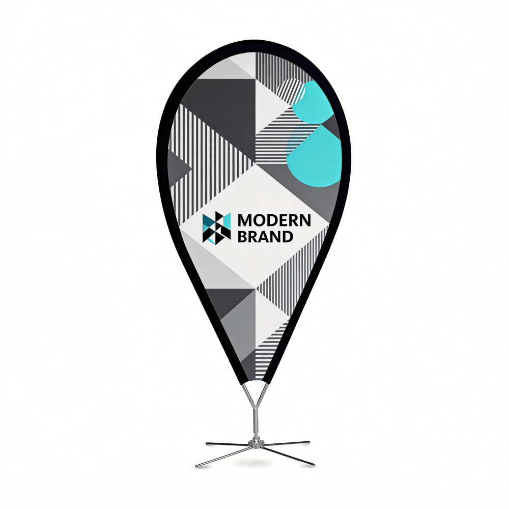Custom Feather & Teardrop Beach Flags – Complete Heavy-Duty Advertising Banner Kits