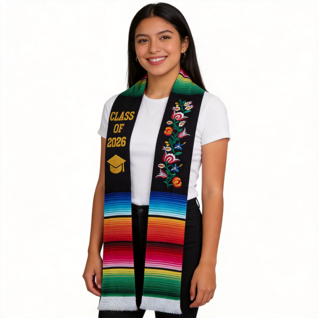 Custom Embroidered Graduation Stoles | 3D Greek Letters & University Crest Sashes