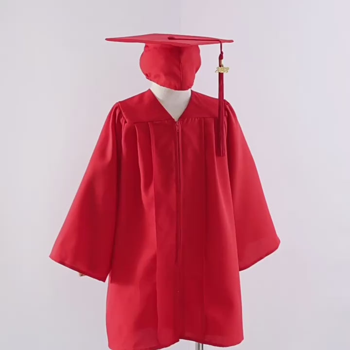 Child Matte Red Graduation Cap, Gown & Tassel Package | Preschool & Kindergarten Regalia
